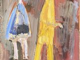 une peinture à l'huile représentant un homme et une femme debout l'un à côté de l'autre