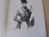 a drawing of a man in a top hat holding a pipe