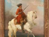 une image représentant un tableau où l'on voit un homme sur un cheval blanc