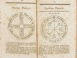 two pages of an old book with a picture of a pentagramle