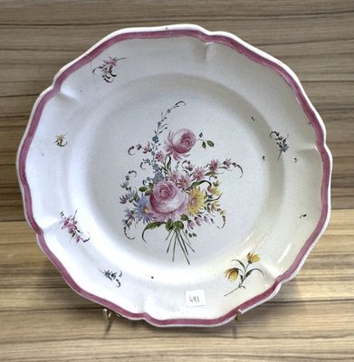 APREY 20ième Grand Plat rond à bords chantournés en faïence …
