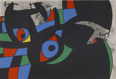 une image représentant un tableau où figurent un chat et un oiseau sur fond noir