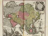 an old map of asia with a map of asia in the middle