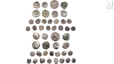 a picture of a number of coins on a white background