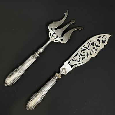 Couvert de service à poisson, les manches en argent 950 mill… - Photo 1