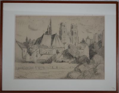 HENRIETTE TIRMAN (1875-1952) La Cathédrale, dessin signé en …