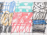 dessin représentant une chaise et une horloge sur une surface blanche
