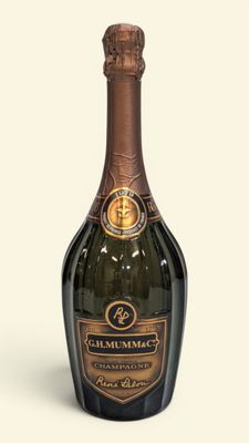 une image représentant une bouteille de champagne posée sur une table