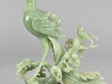 pair of chinese carved jade bird figurines, 20th century