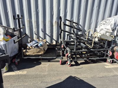 a pile of junk on the side of the road