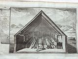 a drawing of a church with a cross on the front