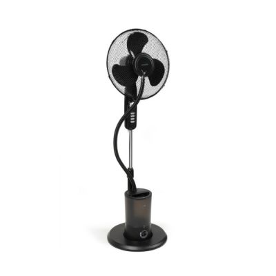 un ventilateur noir posé sur une table