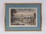 an old picture of a painting of a city with people on it