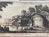 an old drawing of a building with a horse drawn carriage in front of it
