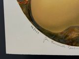 un tableau représentant un oiseau perché sur une table