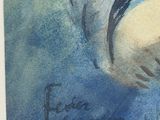 a picture of a painting of a fish on a blue background