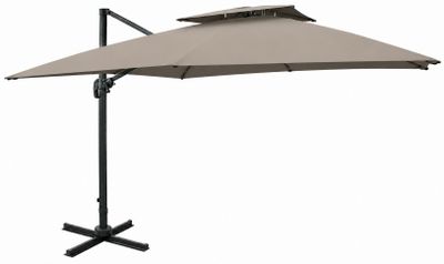 un parapluie avec une base noire et une toile beige