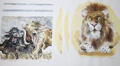 deux images représentant un lion et un mouton sur la même page