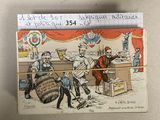 une photo d'une carte postale représentant un dessin humoristique d'un homme assis à un bureau