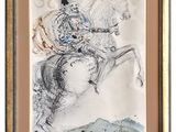 painting of a man riding a horse with a horseman on the back