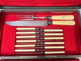 a case with a set of knives inside of it