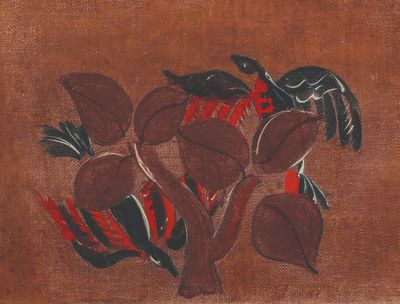 une image représentant un tableau de fleurs sur fond marron