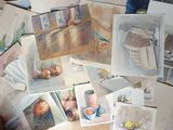 many cards of different colors and sizes on the table