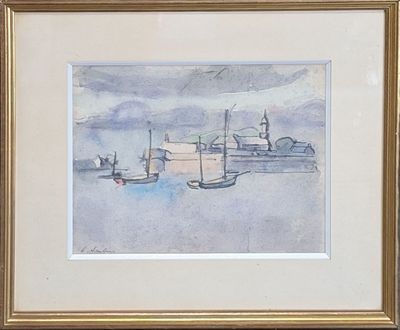 Maurice ASSELIN (1882-1947) "Voiliers près de l'église en Br…