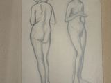 dessin représentant deux femmes debout l'une à côté de l'autre