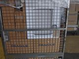 a cart that has some boxes on it in a warehouse