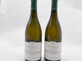 deux bouteilles de vin blanc posées l'une à côté de l'autre sur une surface blanche