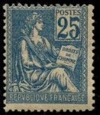 un timbre représentant une femme assise sur une chaise