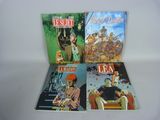four children ' s books in a row on a white surface