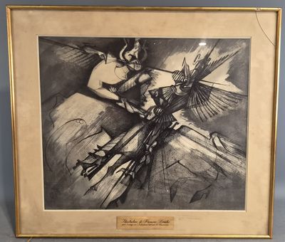 un dessin en noir et blanc représentant une femme tenant un oiseau