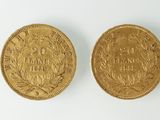 deux pièces d'or, dont l'une est un souverain et l'autre un souverain