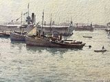 many boats in the water near a pier