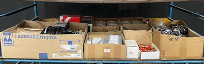 a cart with many boxes on top of it