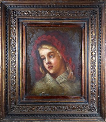 un tableau représentant une jeune fille portant un chapeau rouge