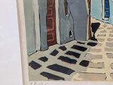 a picture of a painting of a street in a city