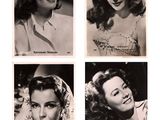 four black and white photos of a woman with different hair styles