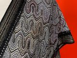 a close up of a black and white shawl on a mannequin mannequin mannequin mannequin mannequin mannequin manne