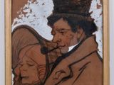 an image of a painting of a man and a woman in a top hat