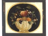 a picture of a painting of a bowl of fruit