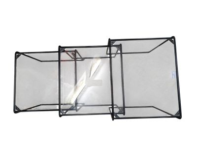 two clear glass boxes with one open and the other closed