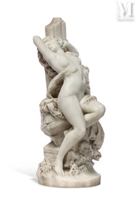 an image of a statue of a woman holding a cross on a pedestal