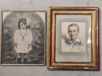 BESSON Portrait de jeune fille, photo rehaussée, signé et da…
