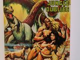 la couverture d'un magazine sur laquelle figure une femme avec un dinosaure en arrière-plan