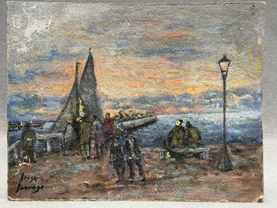 Serge SAUVAGE (XXe) Deauville. huile sur carton, signée en b…