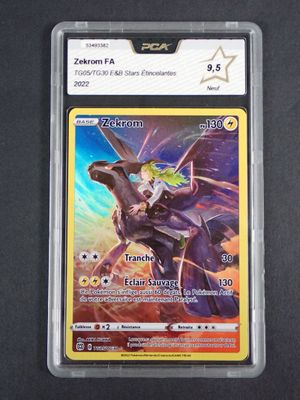 a close up of a card in a plastic case on a table