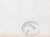 a stamp on a piece of paper with a picture of a man riding a horse